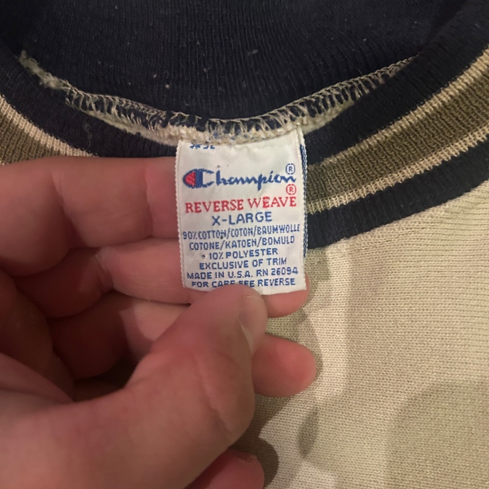 Vintage Champion Men's Beige Crewneck Sweater - Picture 2 of 8